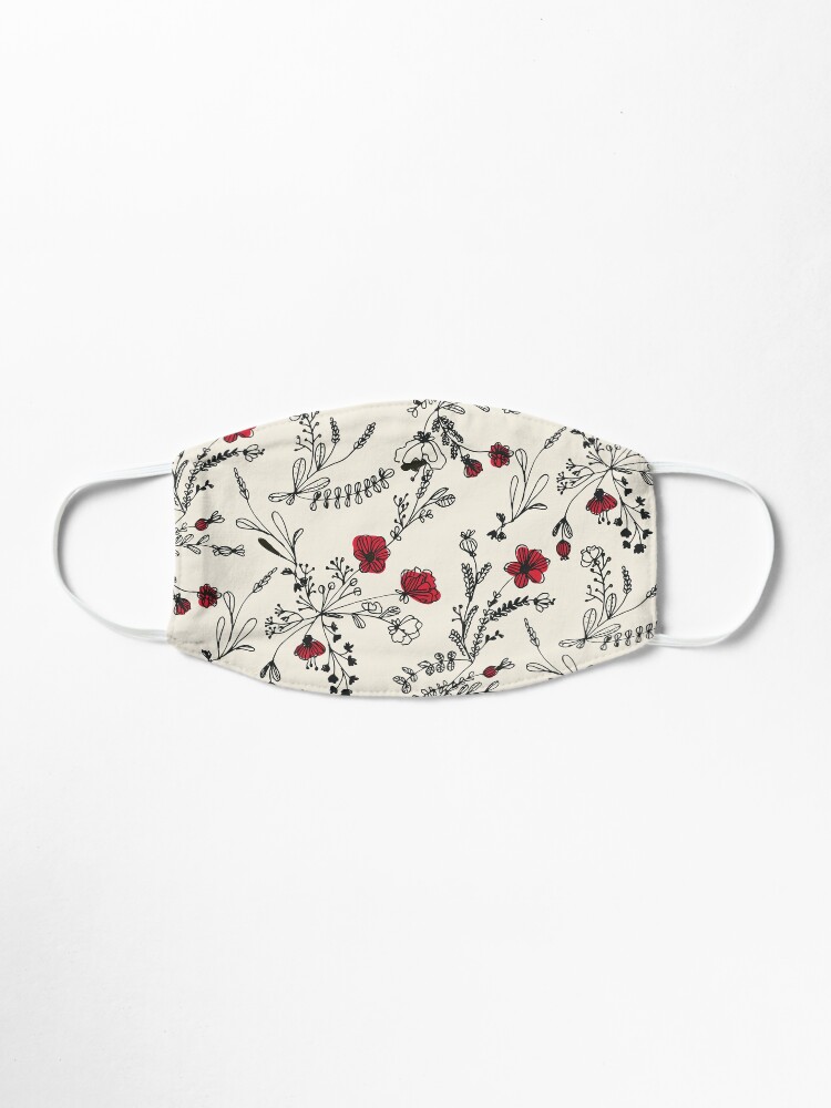 Alternate view of Red Flower Pattern Mask