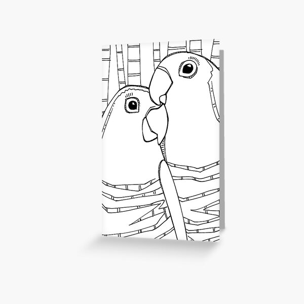 Peach-faced Lovebird, Coloring Book Page Greeting Card