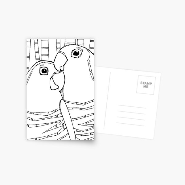 Peach-faced Lovebird, Coloring Page Postcard
