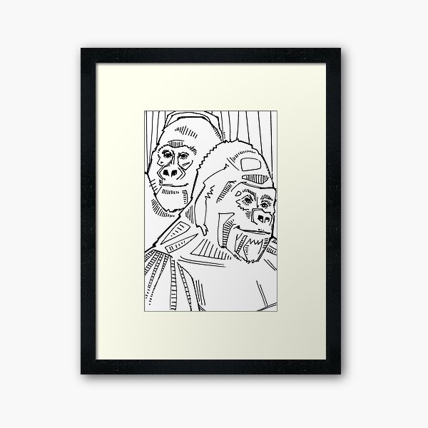 Mountain Gorilla, Coloring Book Page Framed Art Print