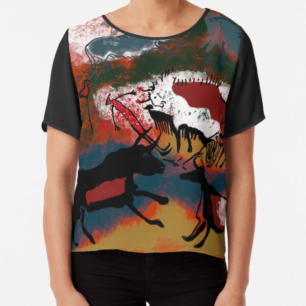 Digital Stone Age Collage 02: Lascaux Chiffon Top