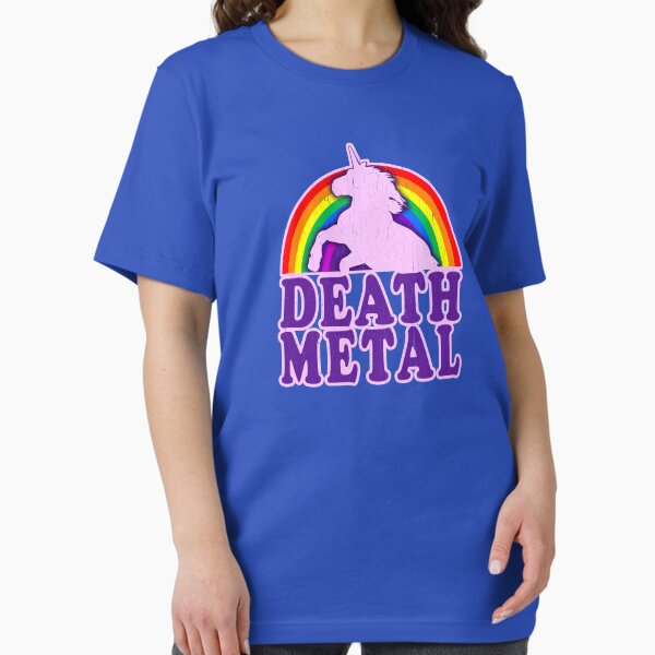 Item preview, Funny Death Metal Unicorn Rainbow (vintage distressed look) designed and sold by ROBOTFACE T-Shirts.