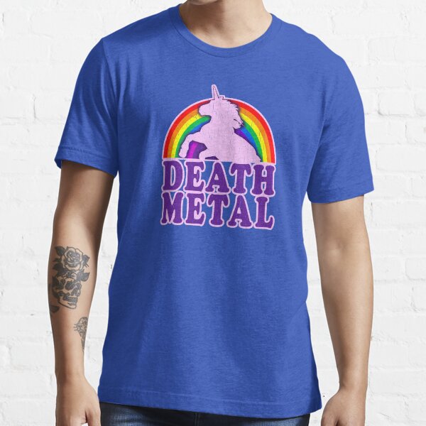 Item preview, Funny Death Metal Unicorn Rainbow (vintage distressed look) designed and sold by ROBOTFACE .