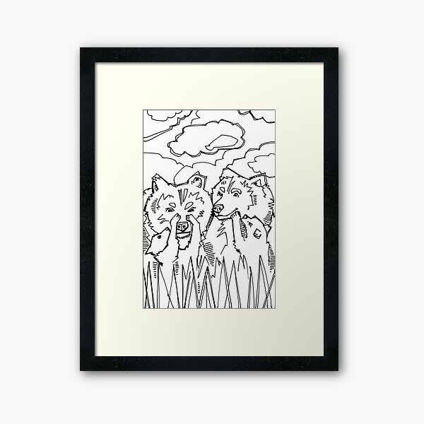 Grizzly Bear, Coloring Book Image Framed Art Print