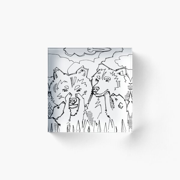 Grizzly Bear, Coloring Book Image Acrylic Block