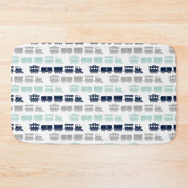 Item preview, Trains - trains in mint, navy, and grey designed and sold by littlearrow.