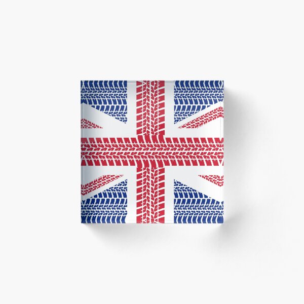 Tire track Union Jack British Flag Acrylic Block