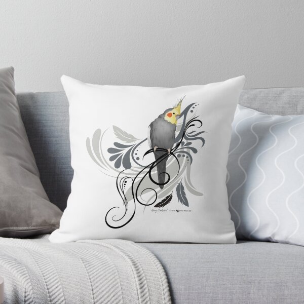 Gray Cockatiel Throw Pillow