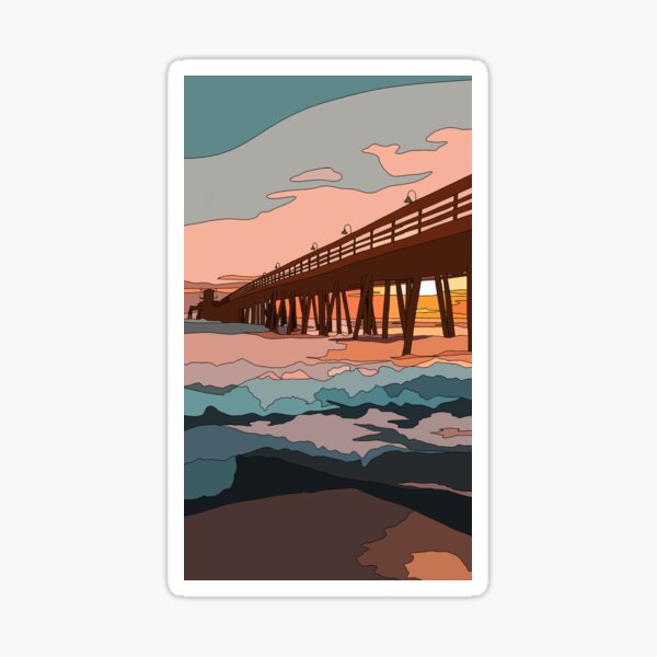 Blue and Pink Ocean Sunset Sticker