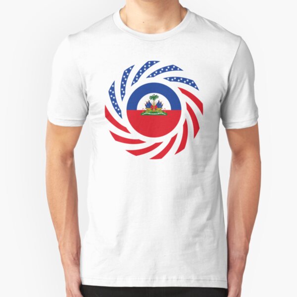 Haitian American Multinational Patriot Flag Series Slim Fit T-Shirt
