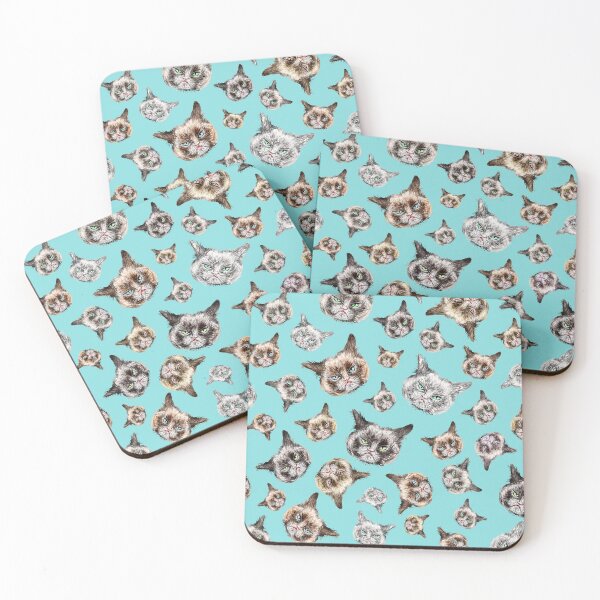 Item preview, Cats in Turquoise Blue designed and sold by NOTSNIW ART.