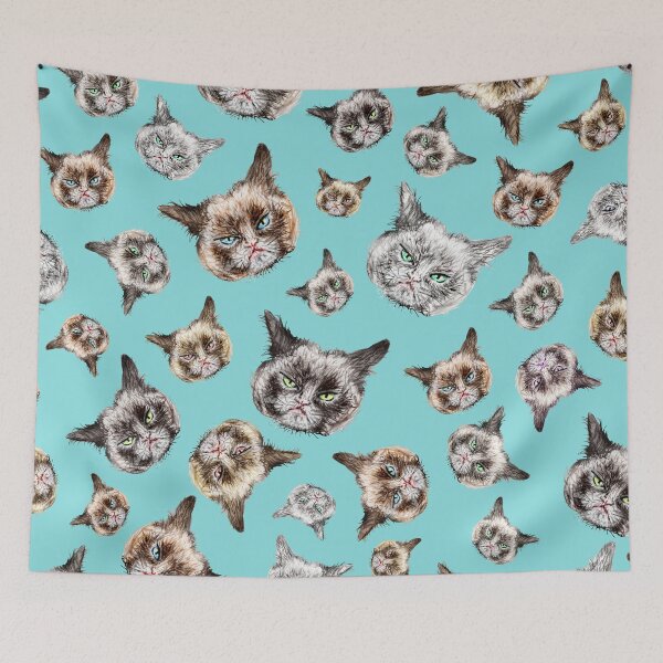 Item preview, Cats in Turquoise Blue designed and sold by NOTSNIW ART.