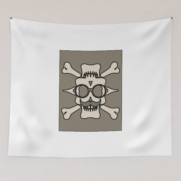 Item preview, skull with mustache bones mustache and grey background designed and sold by Mrvell.