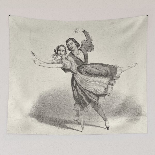 Item preview, The Dancers Vintage Print Black and White designed and sold by VintageArchive.