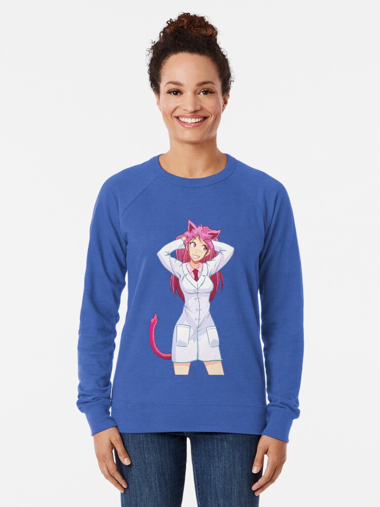 Cat Girl In A Lab Coat Lightweight Sweatshirt By Looi Redbubble