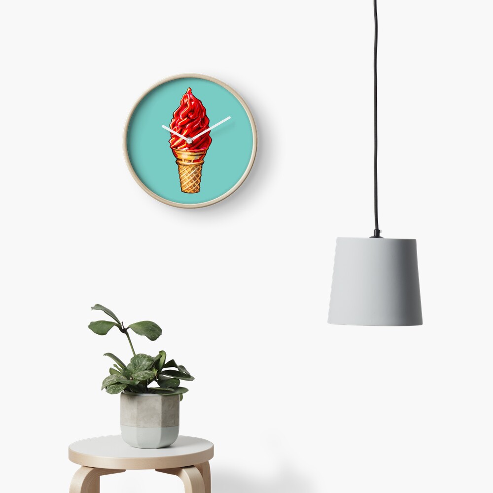 Cherry Dip Ice Cream 2 Pattern Clock