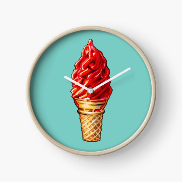 Cherry Dip Ice Cream 2 Pattern Clock
