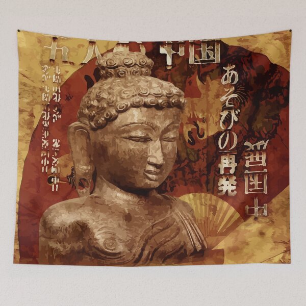 Item preview, Buddha figure with Asian characters designed and sold by harietteh.
