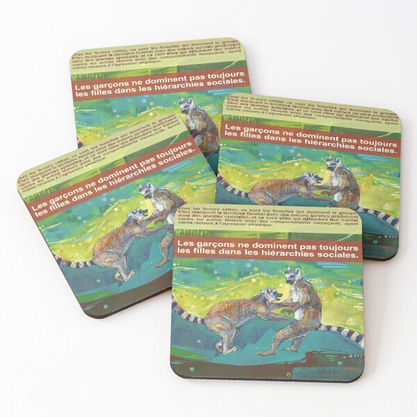 Défendre Son Territoire à Elle (Le Lémur Catta) Coasters (Set of 4)