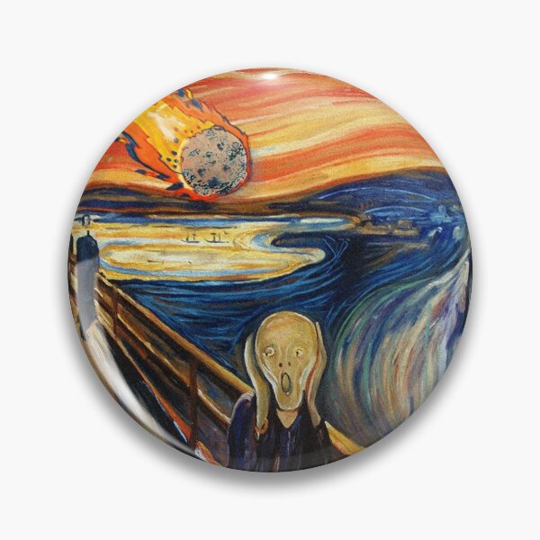 Aperçu de l'œuvre OMG UN ASTEROID! avec "The Scream by MUNCH" encadré / - Asteroid Day - collage d'art numérique - par Iona Art Digital créée et vendue par IonaArtDigital.