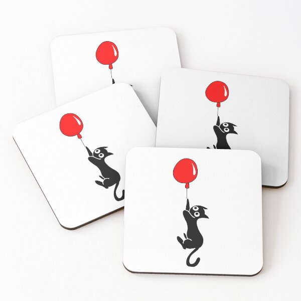Item preview, Black Cat Hanging on Red Balloon designed and sold by palaco210.