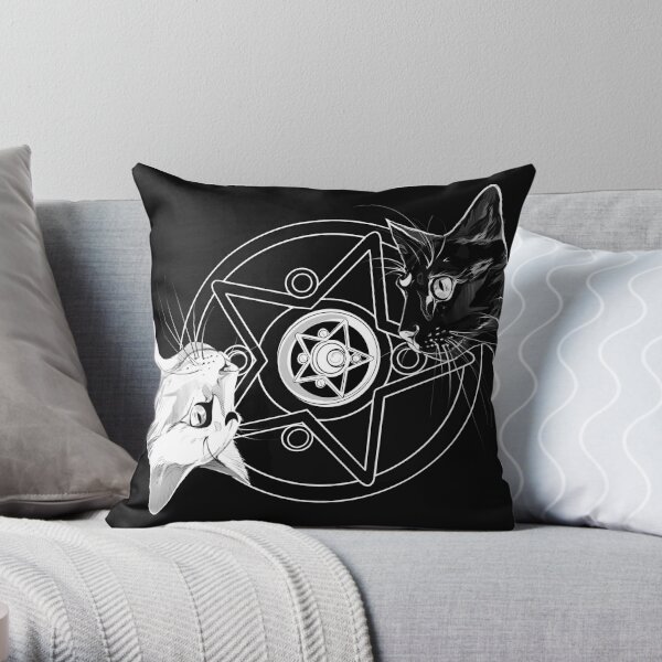 Black and White Goth Witchcraft Baphomet Gothic Throw Pillow