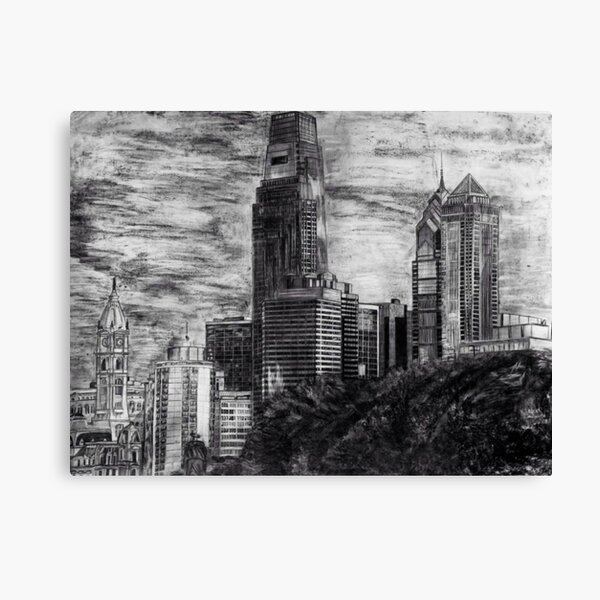 Bless international Football Philadelphia Skyline On Canvas by Katia Skye  Painting