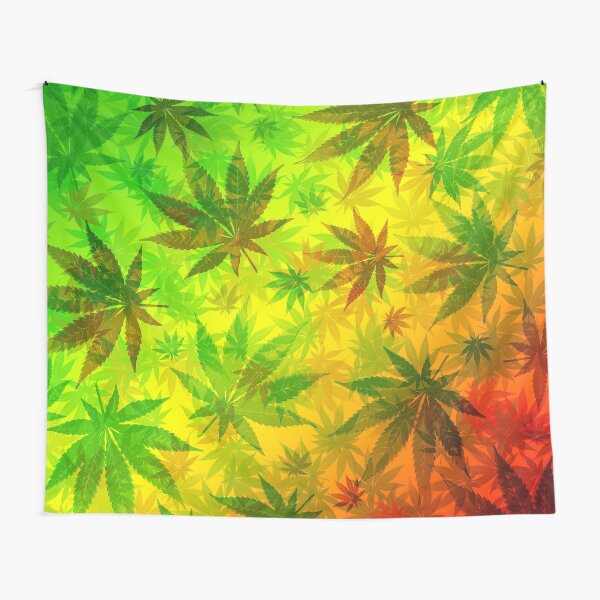 Marijuana Leaves Nature Pattern Tapestry