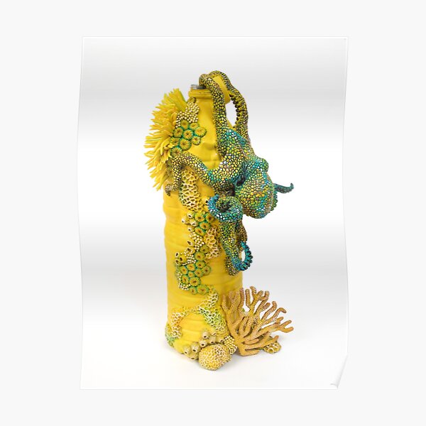 Yellow Exploration, Octopus on Plastic Bottle Poster