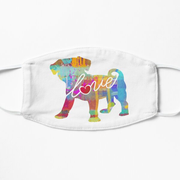 Puggle (Pug / Beagle) Love - A Bright and Colorful Watercolor Style Gift Mask