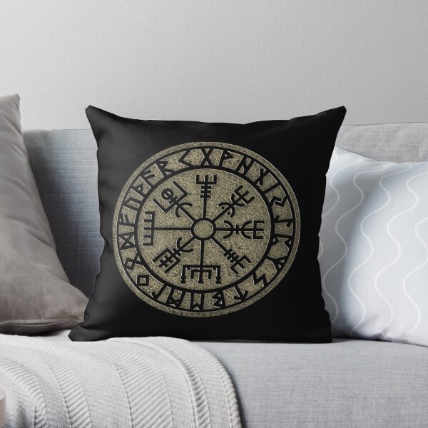 Vegvisir, viking compass, Norse, symbol, protection, nordic, vikings Throw Pillow