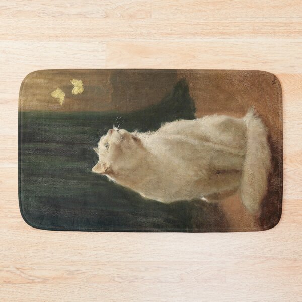 Item preview, White Cat and Butterflies designed and sold by VintageArchive.