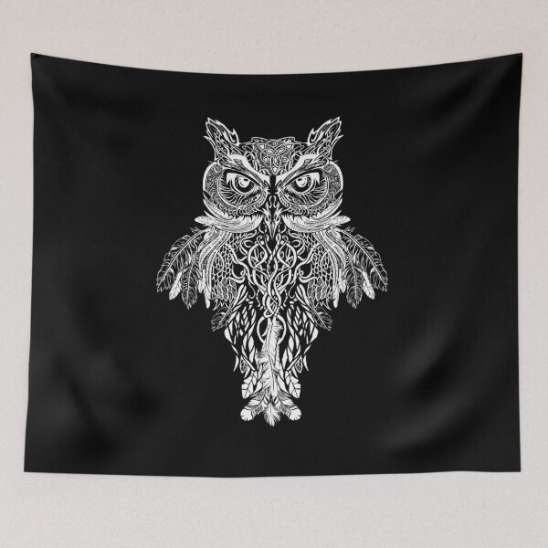 Item preview, Hand drawn intricate black and white owl designed and sold by Raul Lopez Pomares.