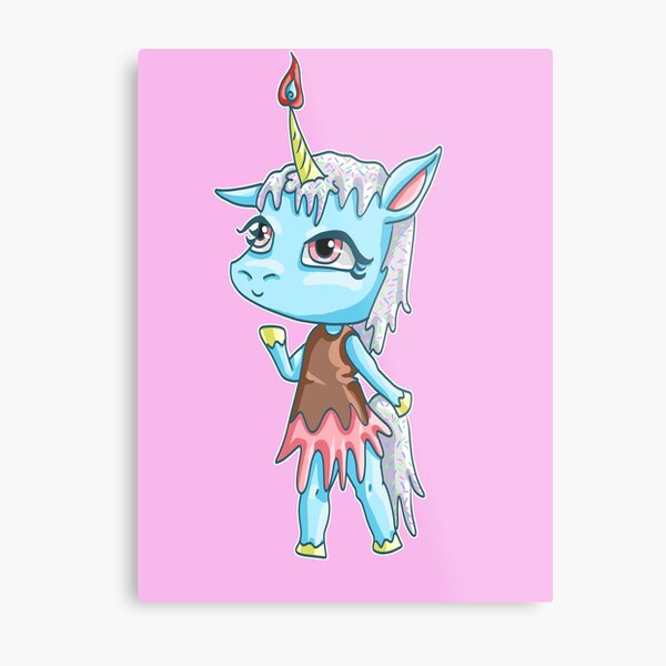 Animal Folk: Judy The Birthday Unicorn Metal Print