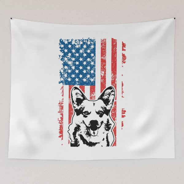 Item preview, Pembroke Welsh Corgi Dog American Flag designed and sold by EstelleStar.