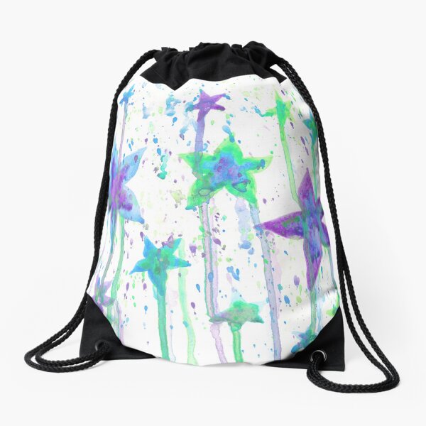 Aperçu de l'œuvre Aquarelle abstraite d'étoiles de mer bleu, violet et vert créée et vendue par Daydreamer Alley.