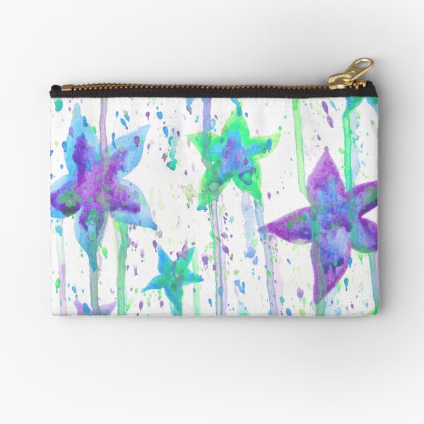 Abstract Blue, Purple and Green Starfish Watercolor Zipper Pouch