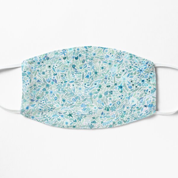 Floral Aqua Flat Mask