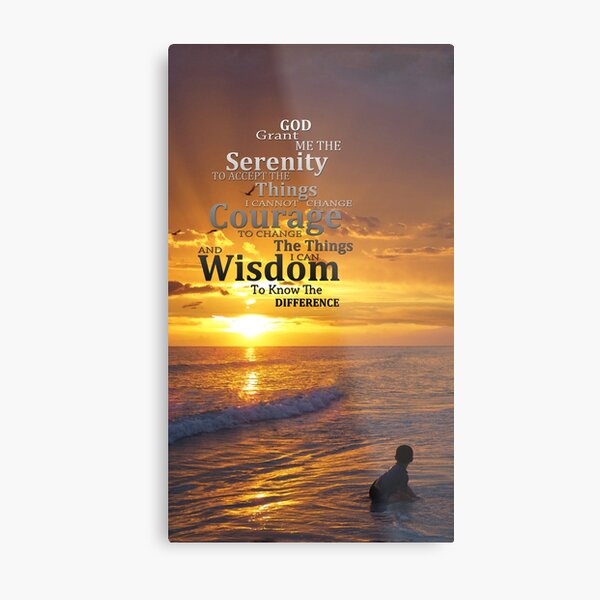 Serenity Prayer With Sunset By Sharon Cummings Metal Print