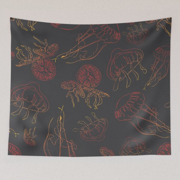 Item preview, Sunset Jellyfish on Charcoal designed and sold by FEM-creative.