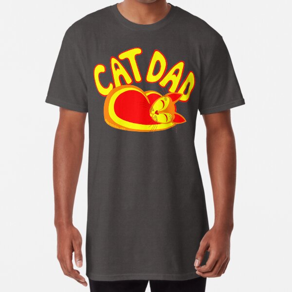 Cat Dad Orange Yellow Red Cute Cat Lover Design Long T-Shirt