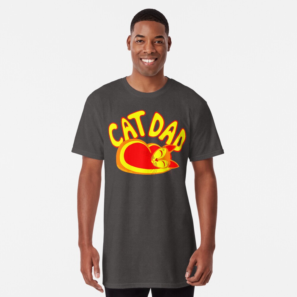 Cat Dad Orange Yellow Red Cute Cat Lover Design Long T-Shirt