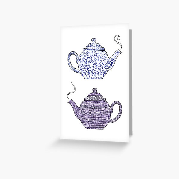 Patterned Teapots Greeting Card