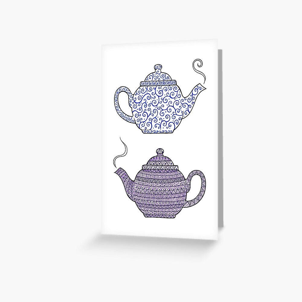 Patterned Teapots Greeting Card