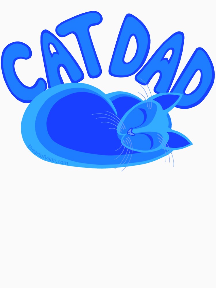Thumbnail 5 of 5, Long T-Shirt, Cat Dad Blue Funny Cat Lover Design designed and sold by theartofvikki.