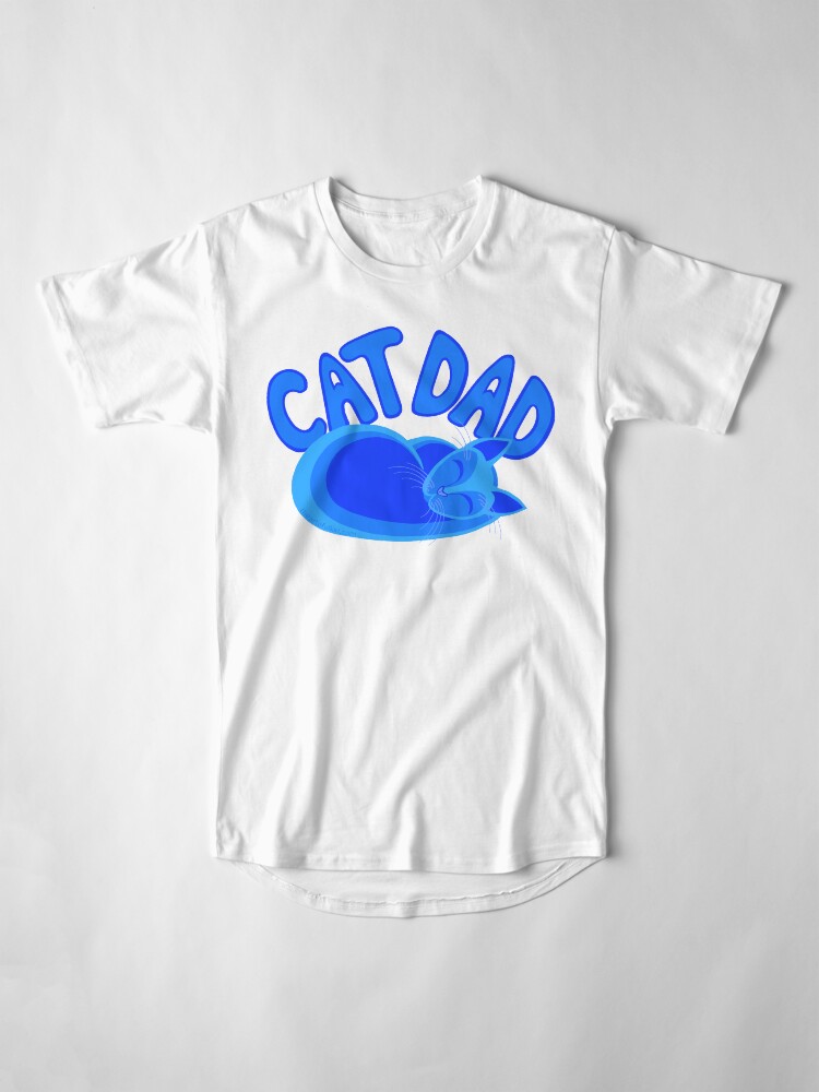 Thumbnail 4 of 5, Long T-Shirt, Cat Dad Blue Funny Cat Lover Design designed and sold by theartofvikki.
