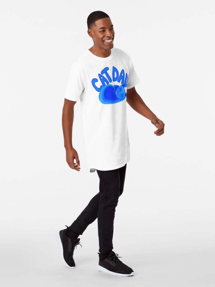 Thumbnail 3 of 5, Long T-Shirt, Cat Dad Blue Funny Cat Lover Design designed and sold by theartofvikki.