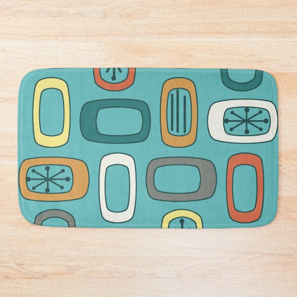 Item preview, Midcentury MCM Rounded Rectangles Aquamarine designed and sold by thepixelgarden.