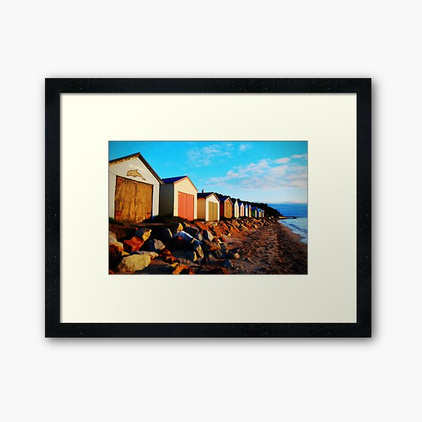 Bathing Boxes, Dromana Framed Art Print