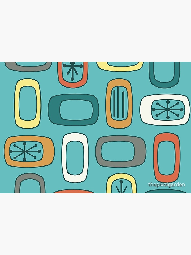 Midcentury MCM Rounded Rectangles Aquamarine by thepixelgarden